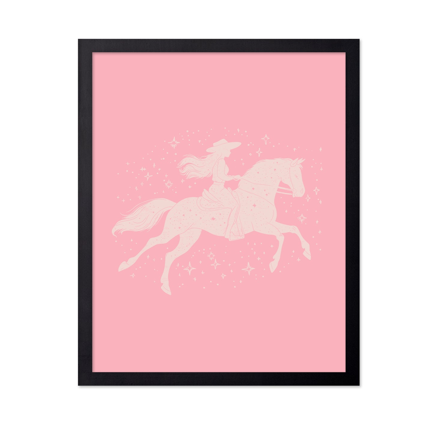 Silhouette Of A Cowgirl Riding A Horse