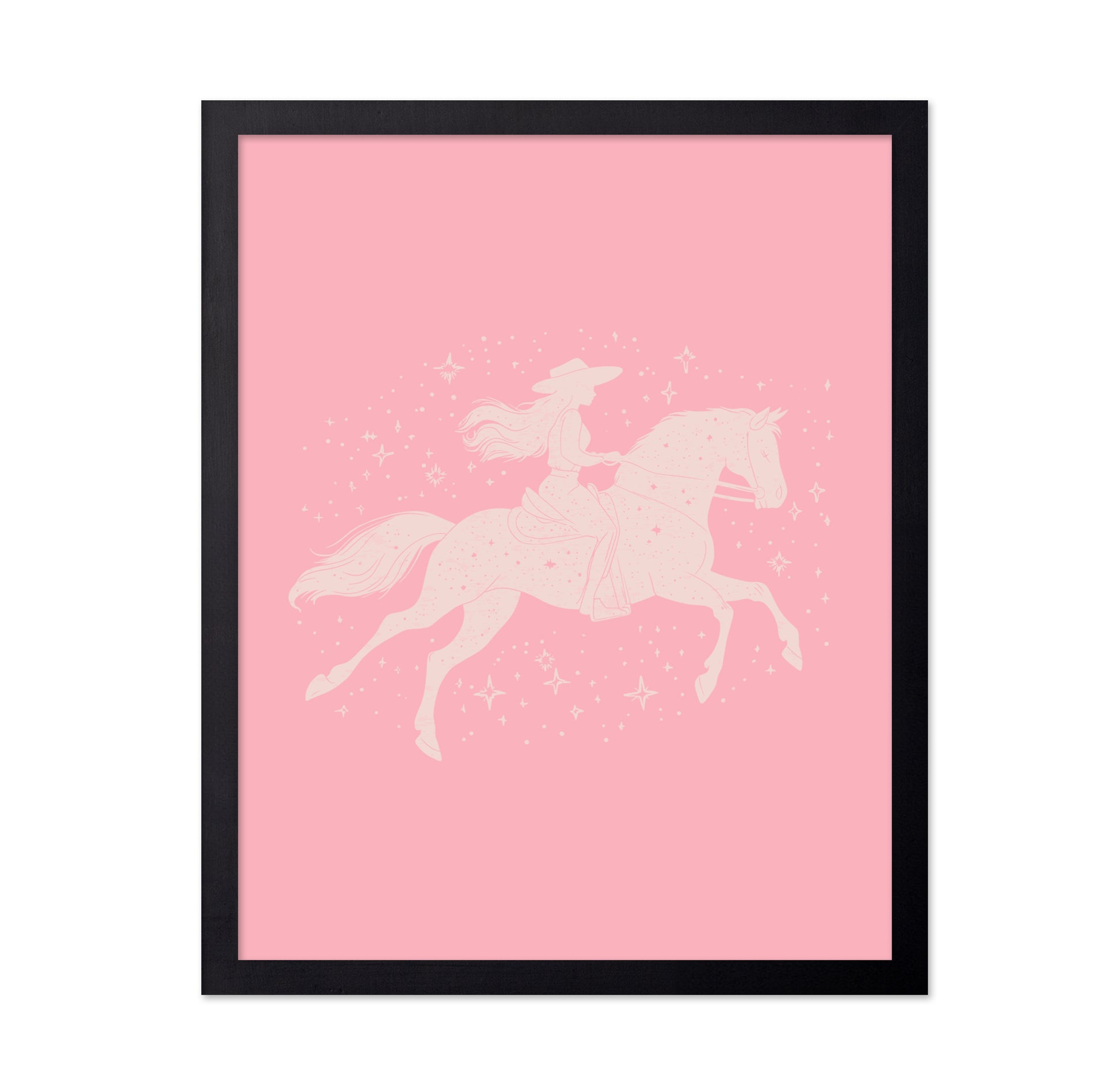Silhouette Of A Cowgirl Riding A Horse