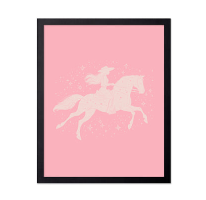 Silhouette Of A Cowgirl Riding A Horse