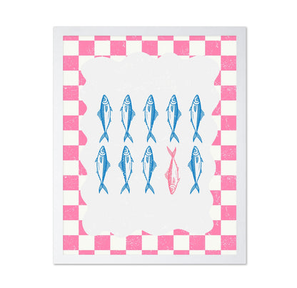 Sardines on Pink Checks