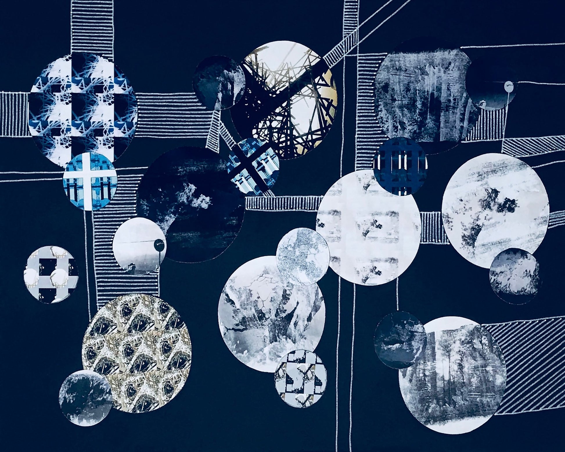 Abstract Geometric Navy Collage
