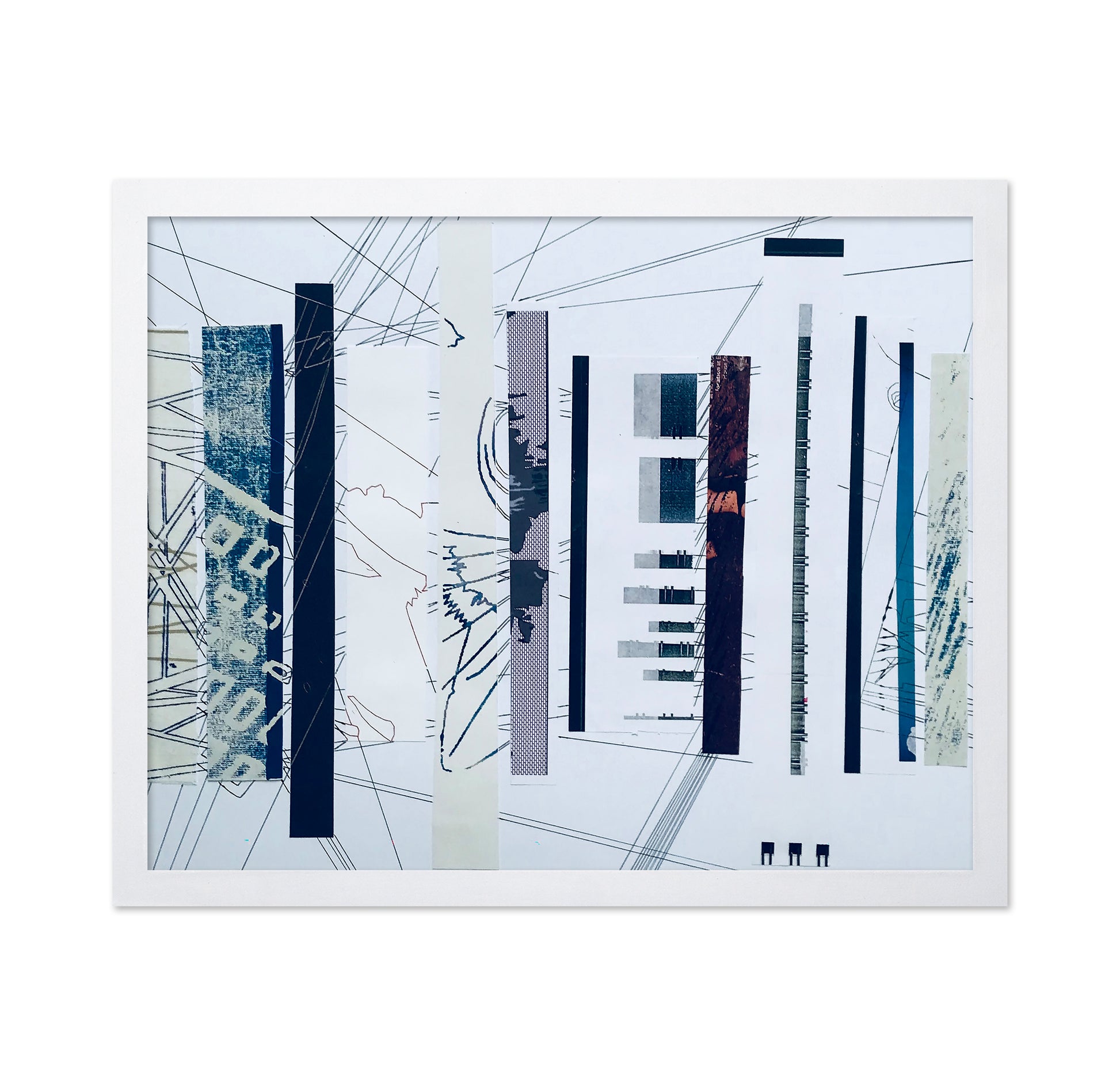 Abstract Blue and White Linear Collage