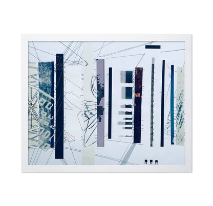 Abstract Blue and White Linear Collage