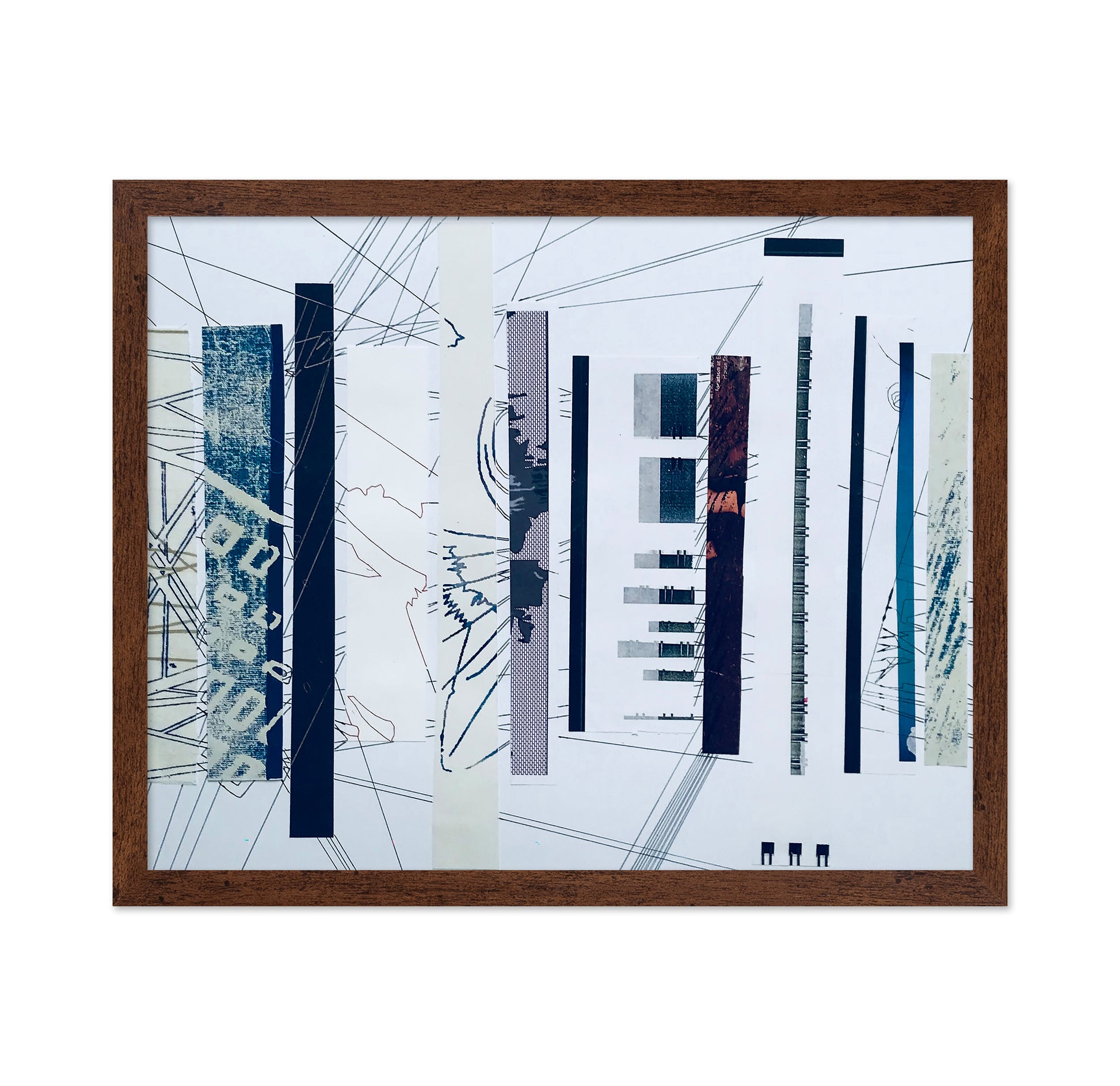 Abstract Blue and White Linear Collage