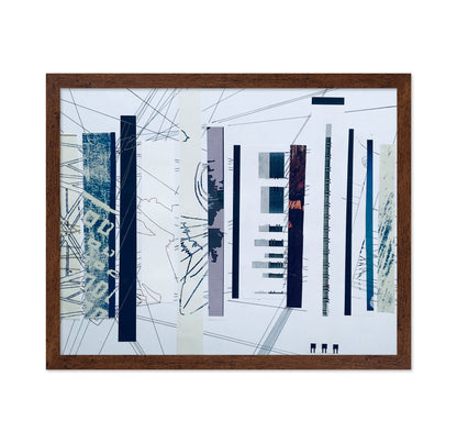 Abstract Blue and White Linear Collage
