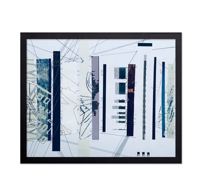 Abstract Blue and White Linear Collage