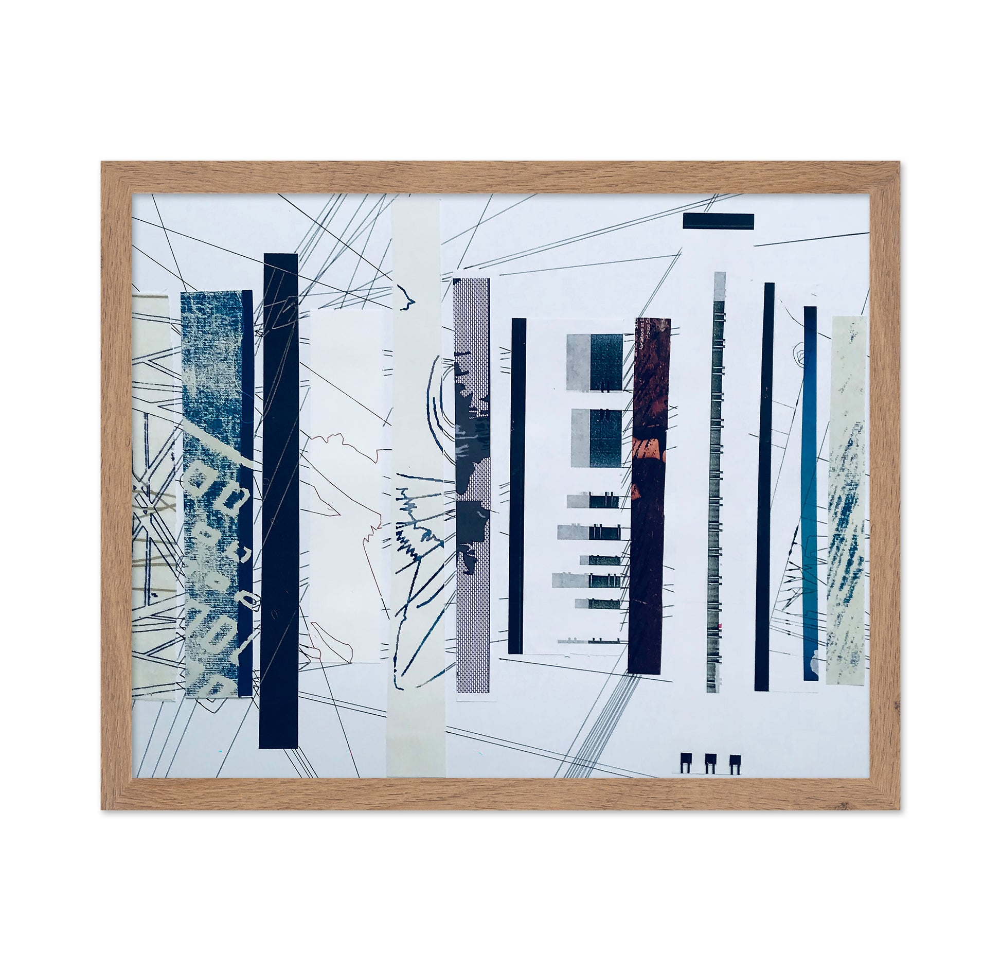 Abstract Blue and White Linear Collage