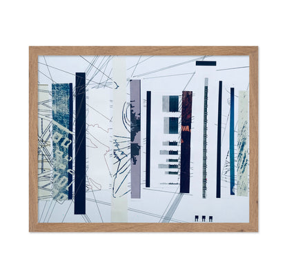 Abstract Blue and White Linear Collage
