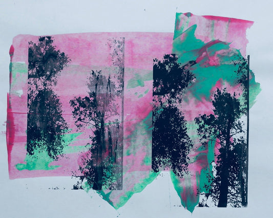 Abstract Forest in Pink and Green