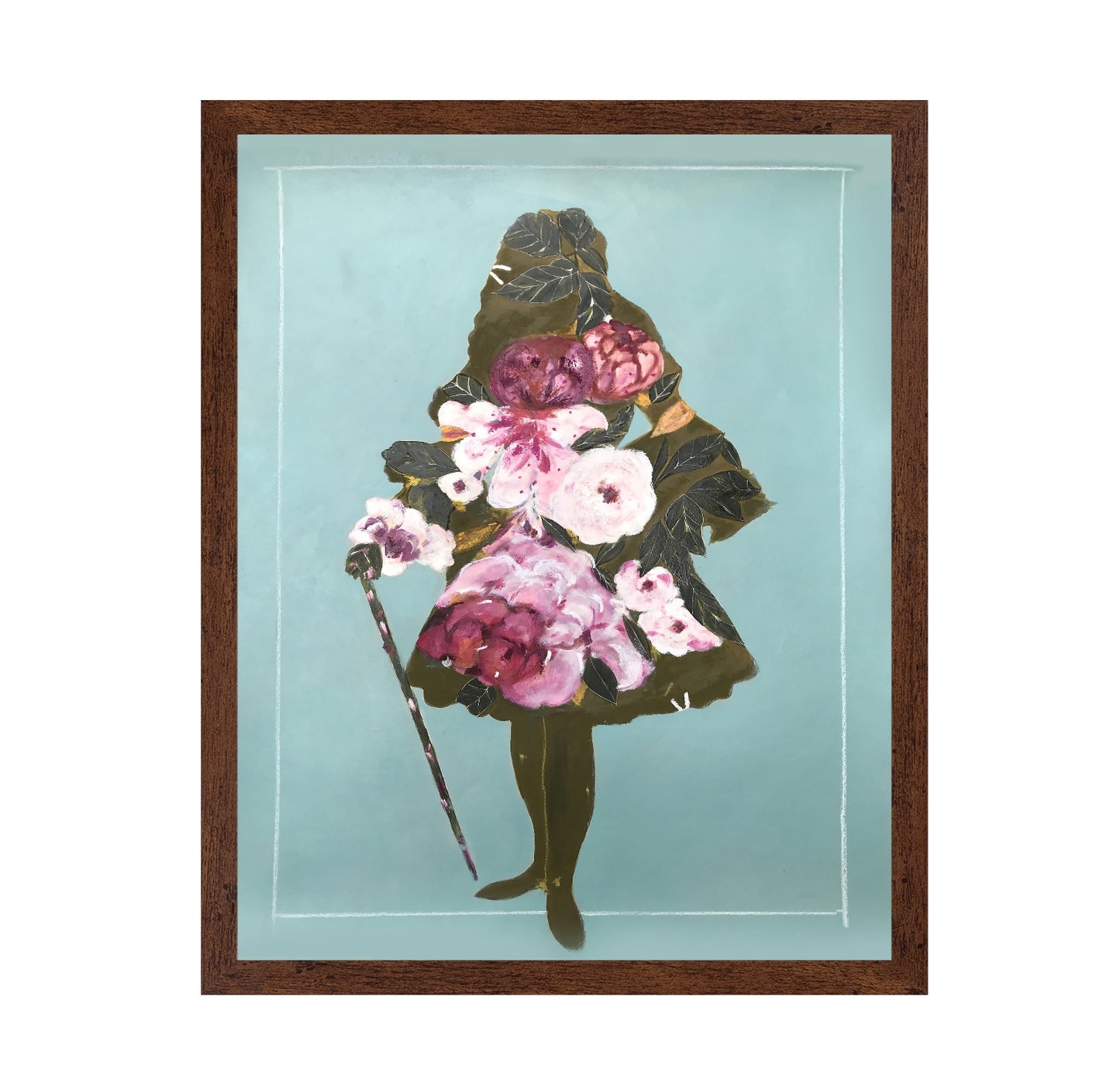 A Woman in a Silhouette Style with Flowers and Leaves