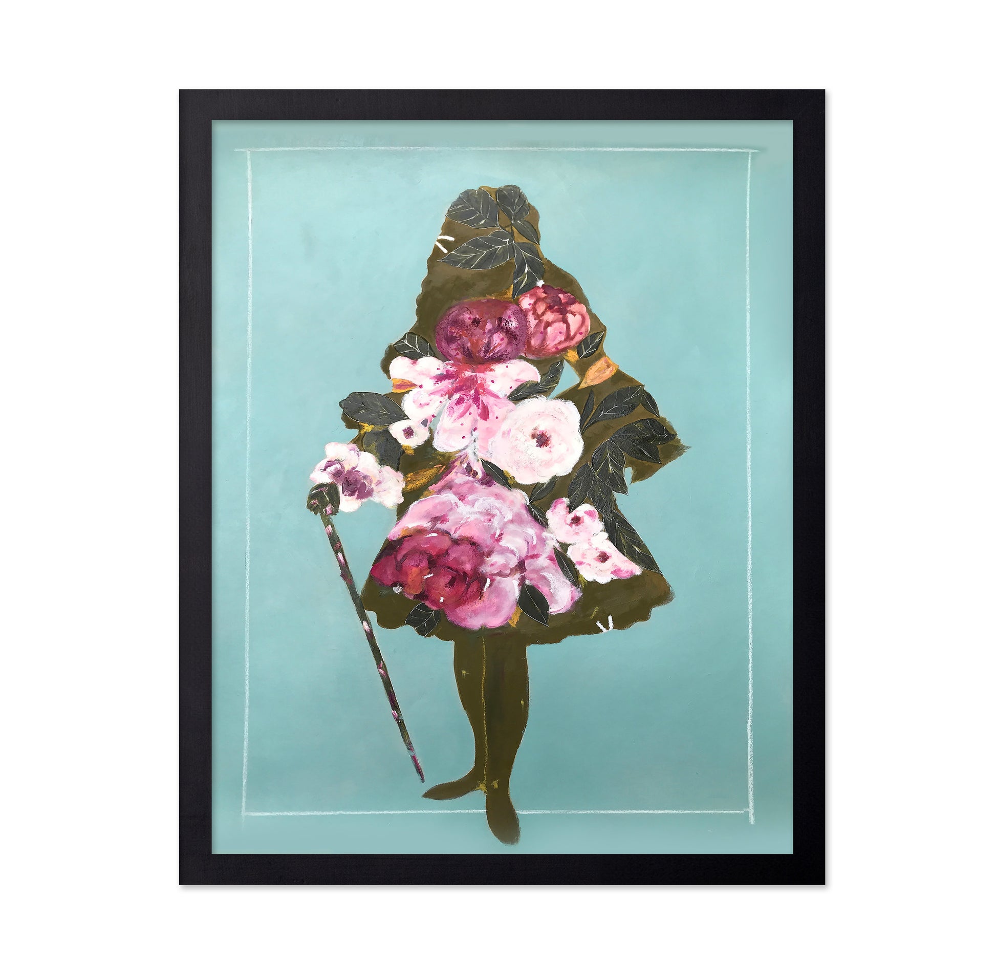 A Woman in a Silhouette Style with Flowers and Leaves