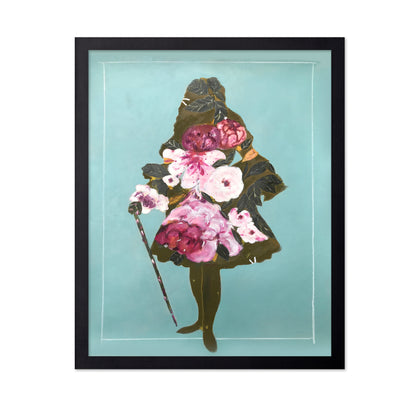 A Woman in a Silhouette Style with Flowers and Leaves