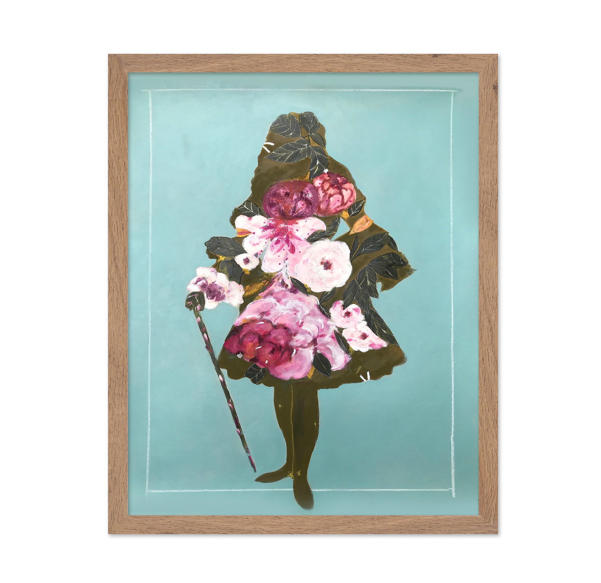 A Woman in a Silhouette Style with Flowers and Leaves
