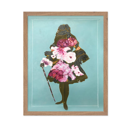 A Woman in a Silhouette Style with Flowers and Leaves
