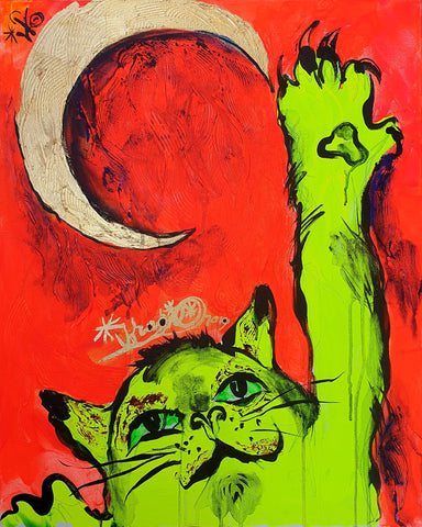 Cat Catching the Golden Moon