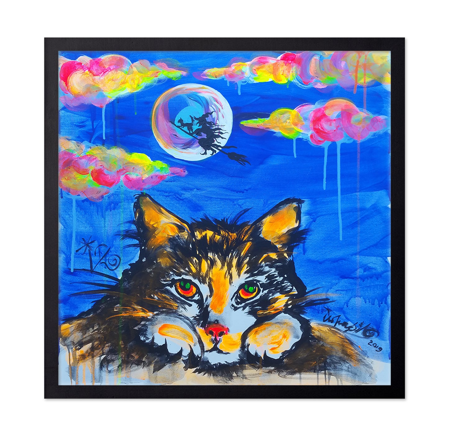 Cat Gazing at the Moon