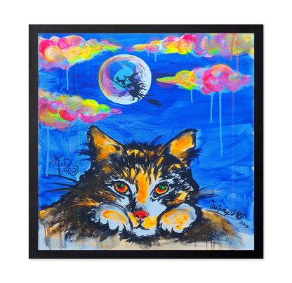 Cat Gazing at the Moon