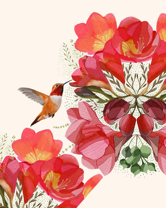 Hummingbird and Flowers