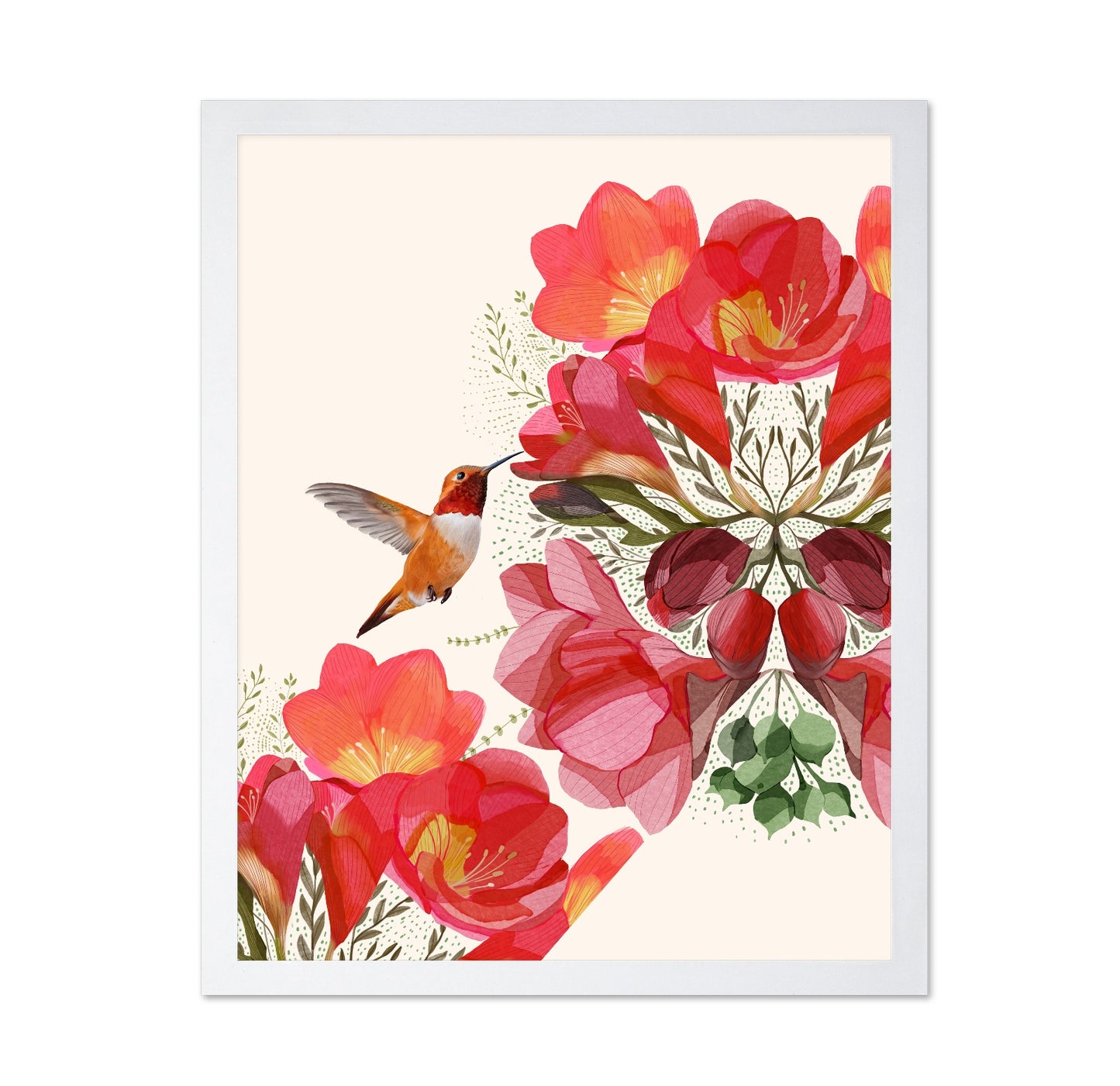 Hummingbird and Flowers