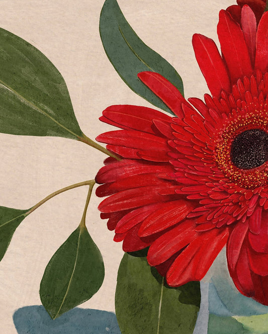 Red Gerbera Daisy Detail