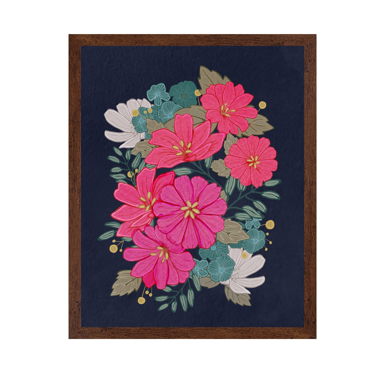 Flower Bouquet On Navy