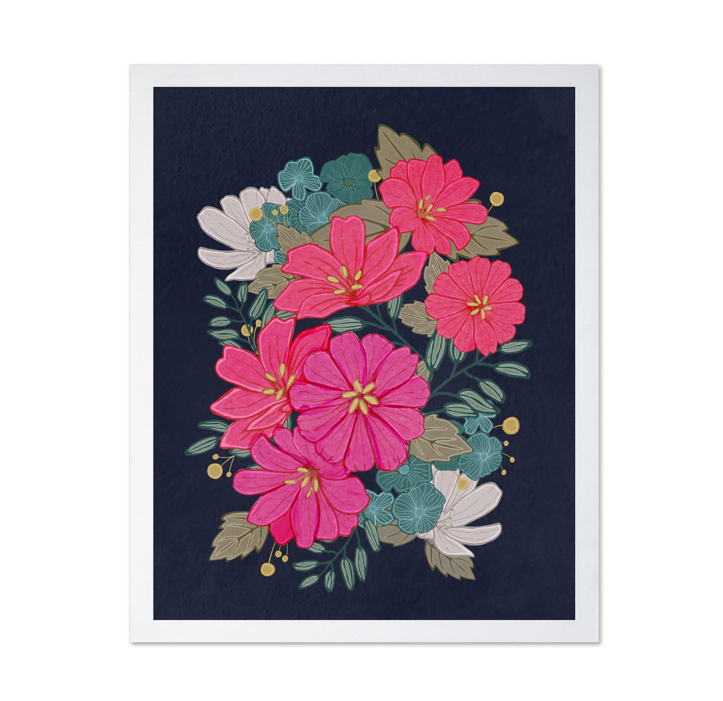 Flower Bouquet On Navy