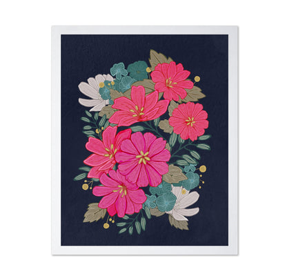 Flower Bouquet On Navy