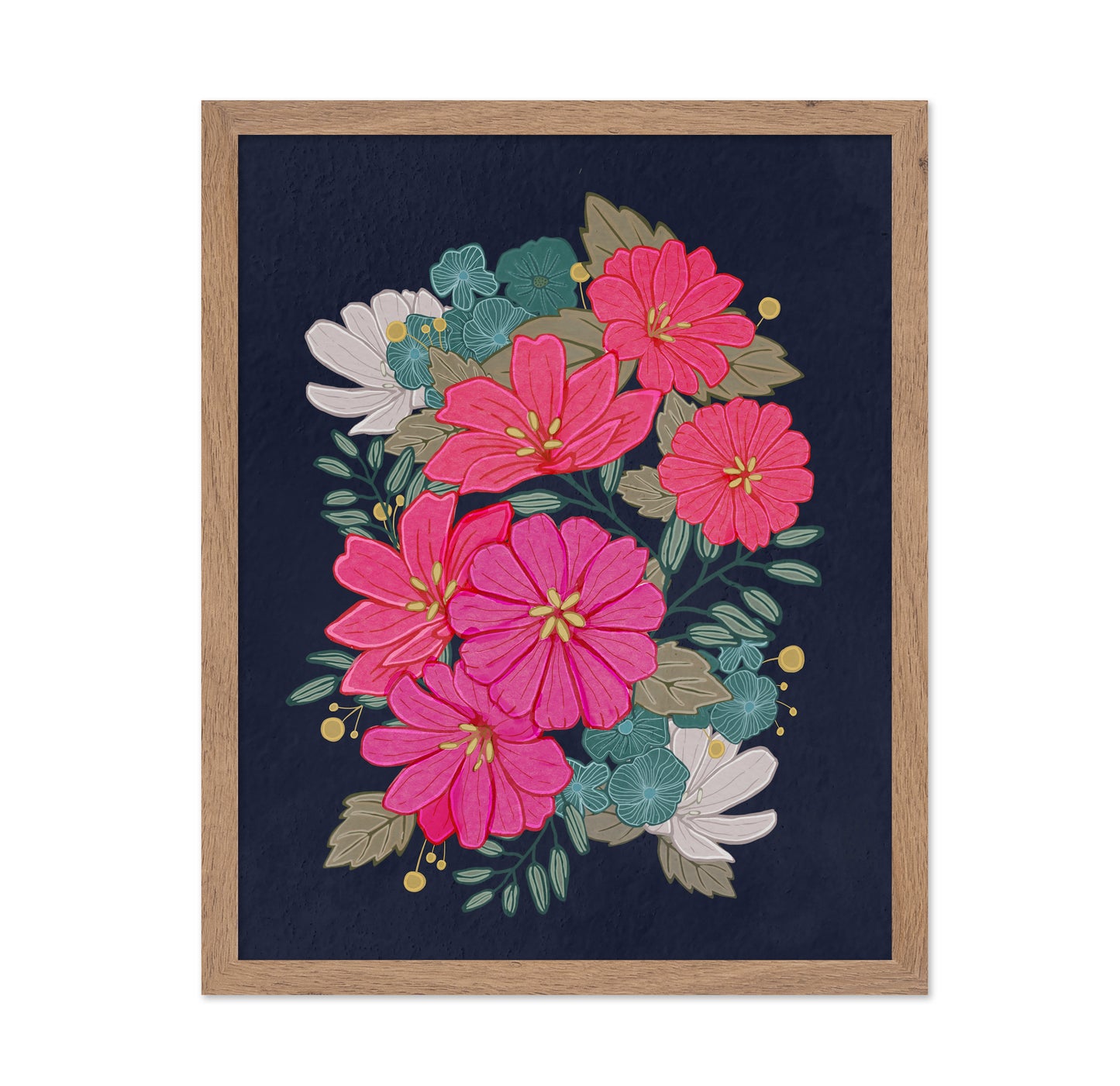 Flower Bouquet On Navy