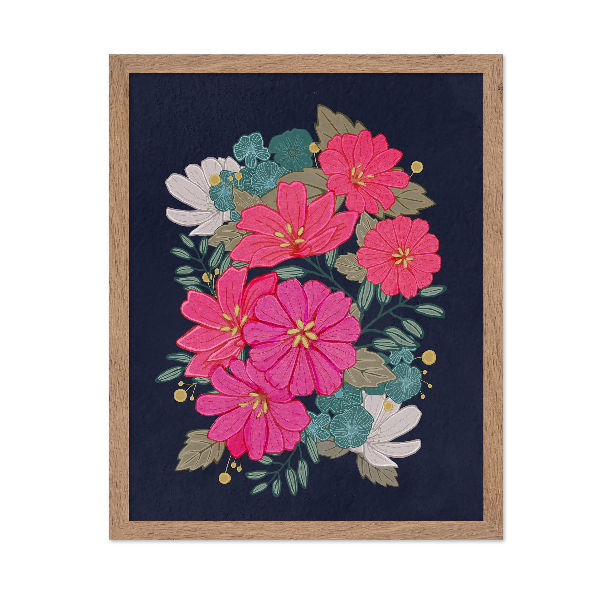 Flower Bouquet On Navy