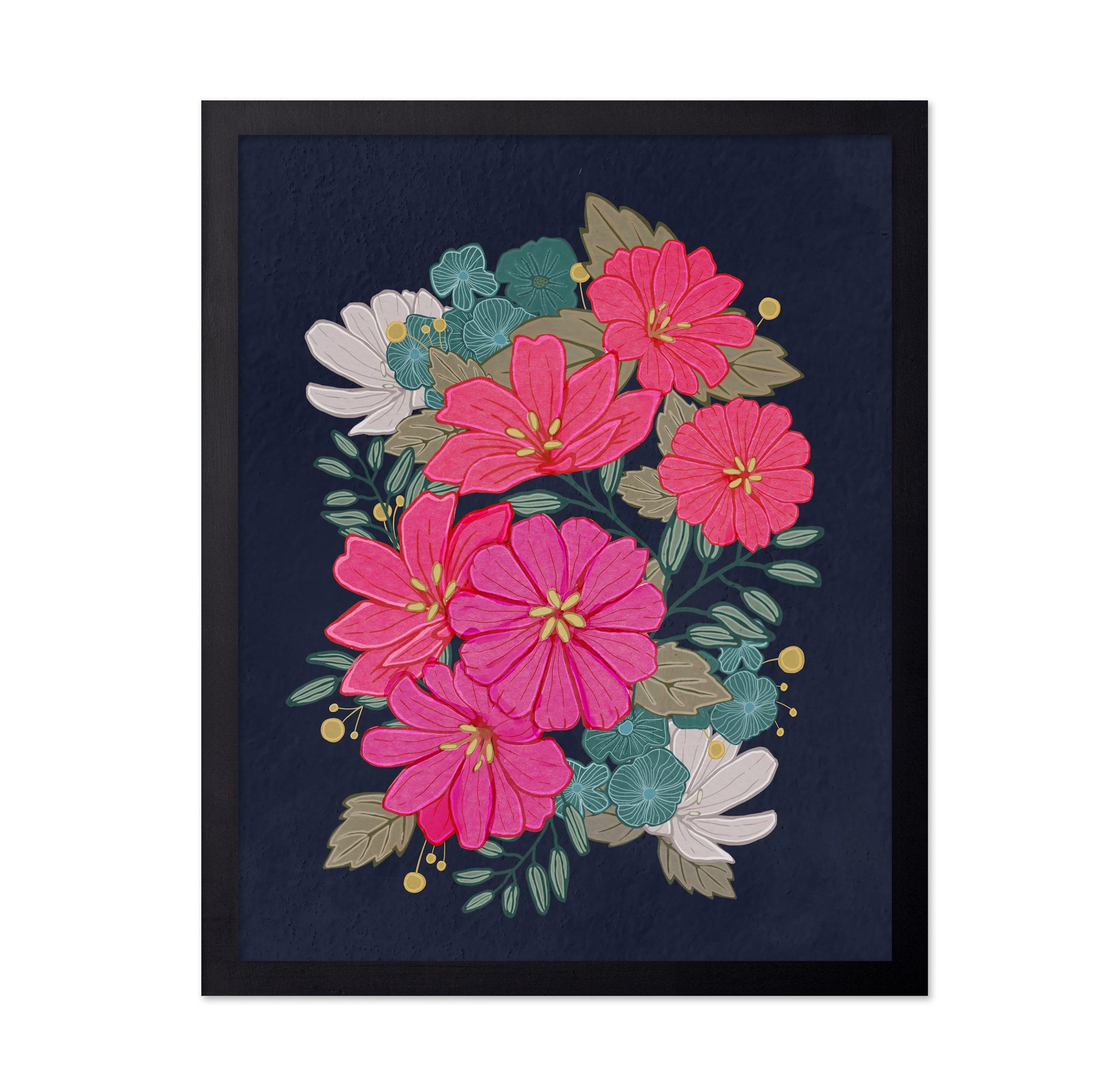 Flower Bouquet On Navy