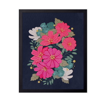 Flower Bouquet On Navy