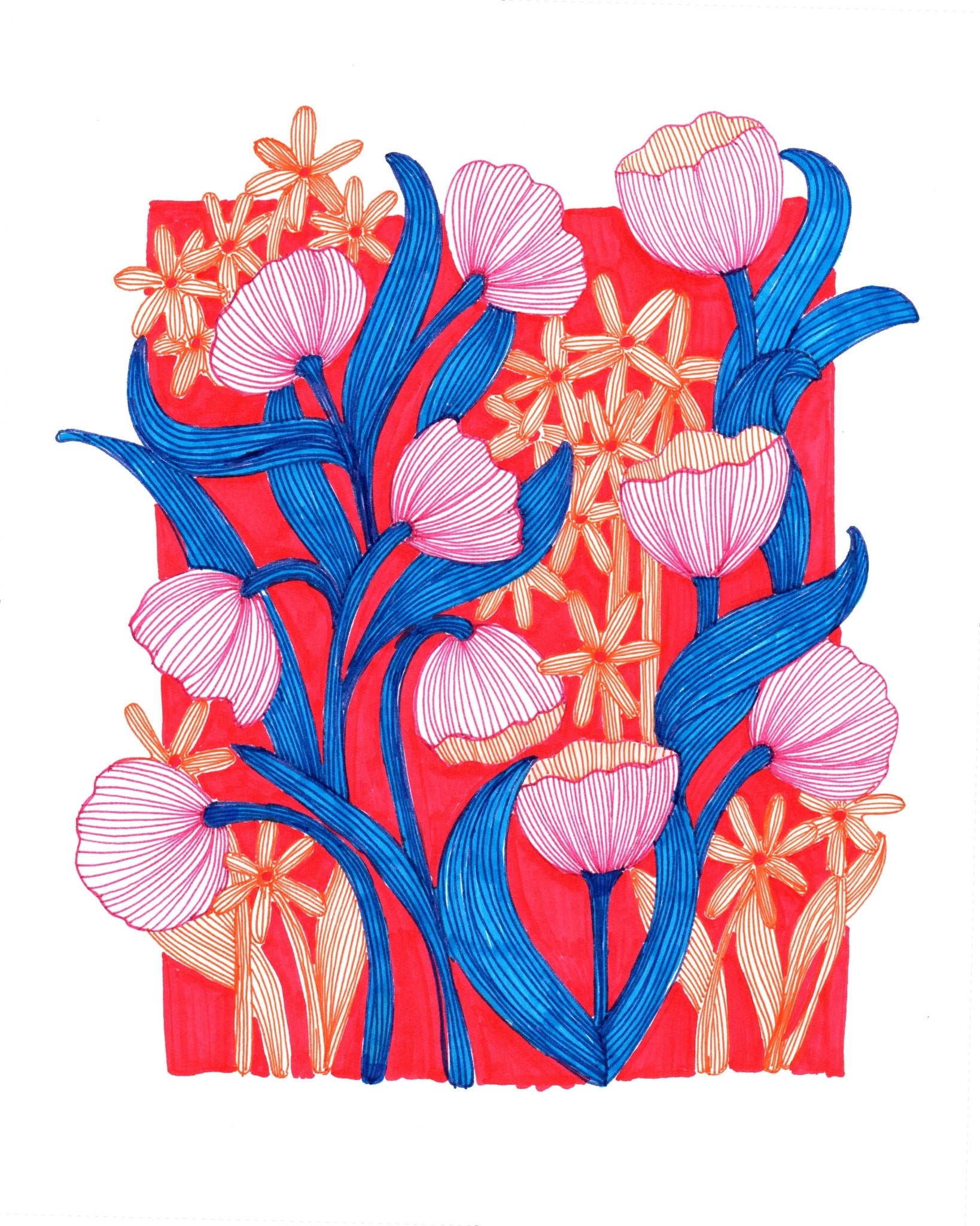 Whimsical Pink Tulips