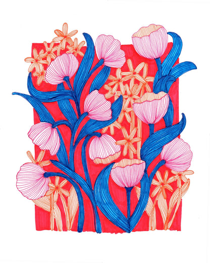 Whimsical Pink Tulips