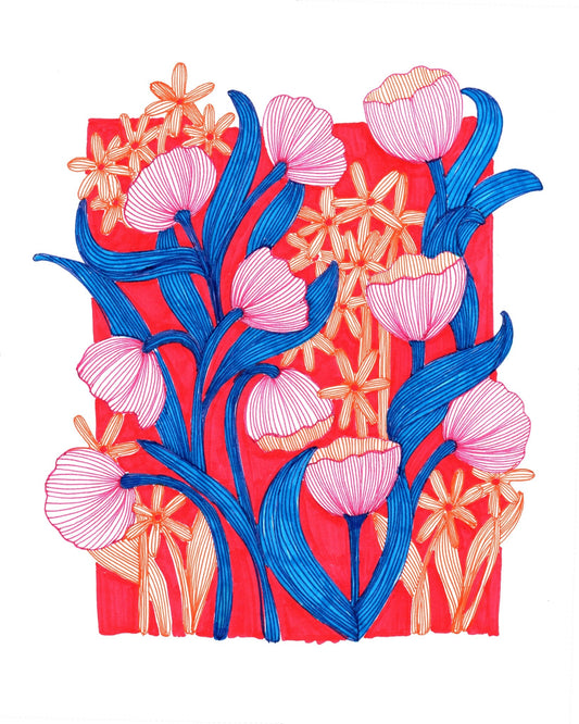 Whimsical Pink Tulips