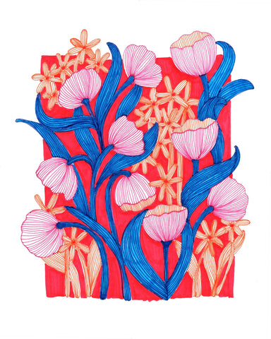 Whimsical Pink Tulips