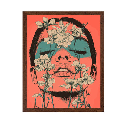 Woman's Face Surrounded by Delicate Flowers