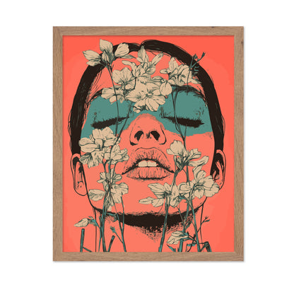 Woman's Face Surrounded by Delicate Flowers