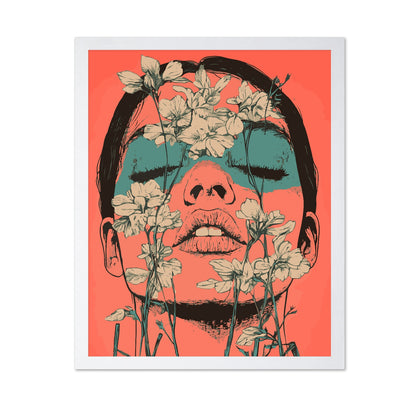 Woman's Face Surrounded by Delicate Flowers