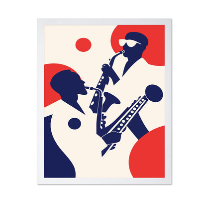 Silhouettes of Musicians Playing Saxophones