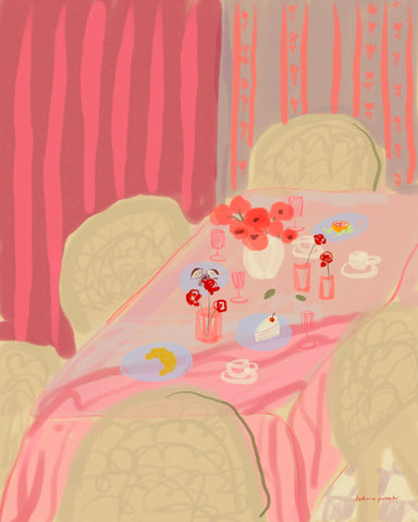 Pink Caf� Table Scene