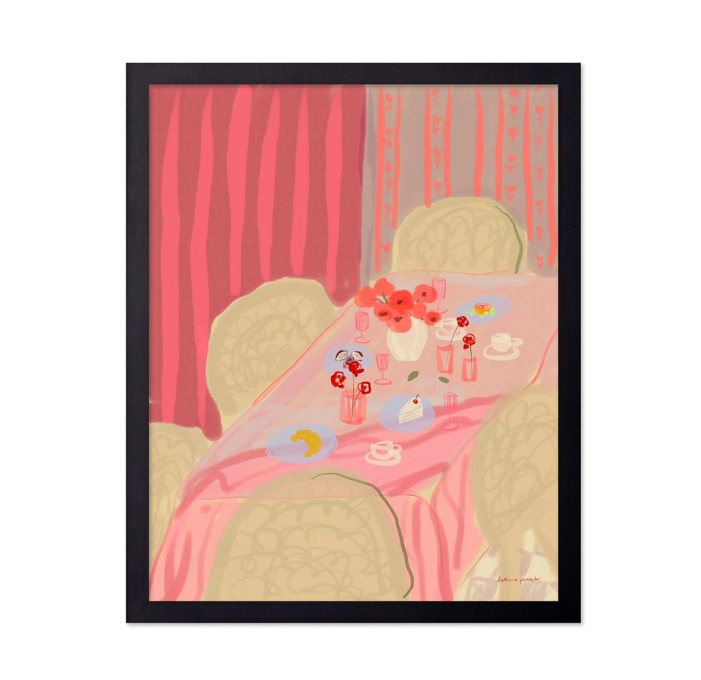 Pink Caf� Table Scene