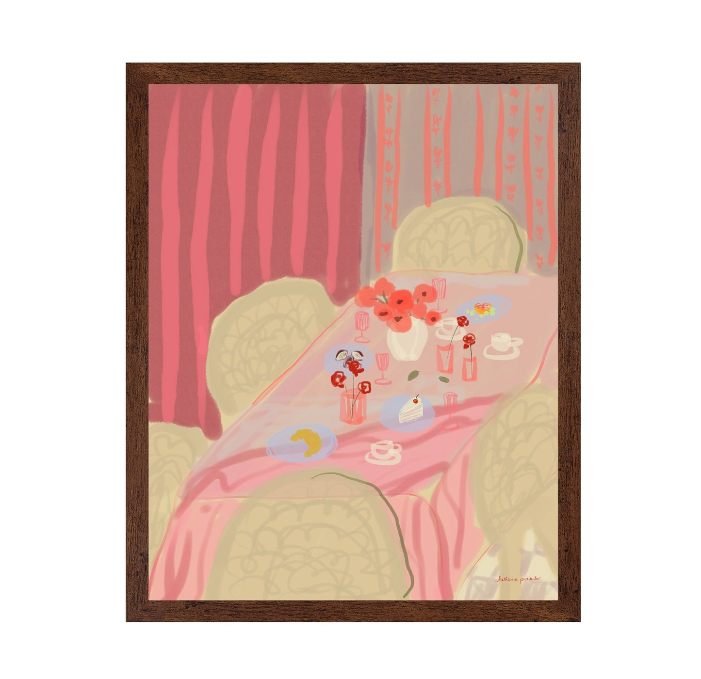 Pink Caf� Table Scene