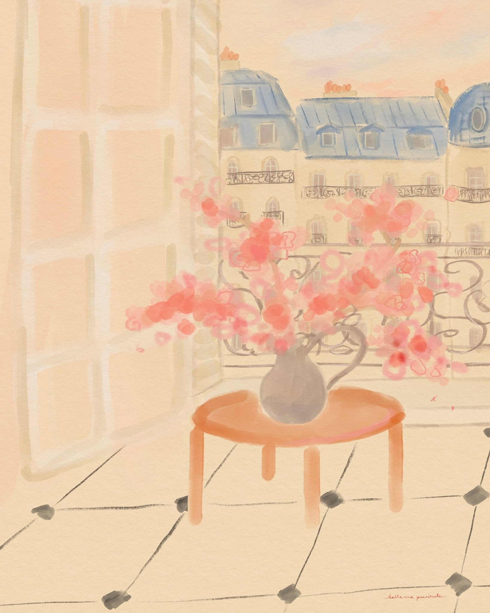 Cherry Blossoms In Parisian Apartment