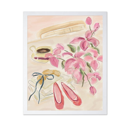 Still Life Watercolor Illustration with Ballerinas