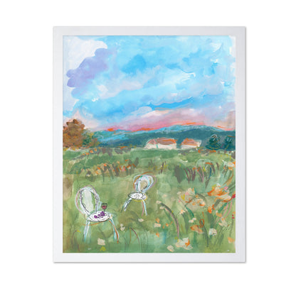 Watercolor Deep Pink Sunset
