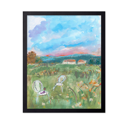 Watercolor Deep Pink Sunset