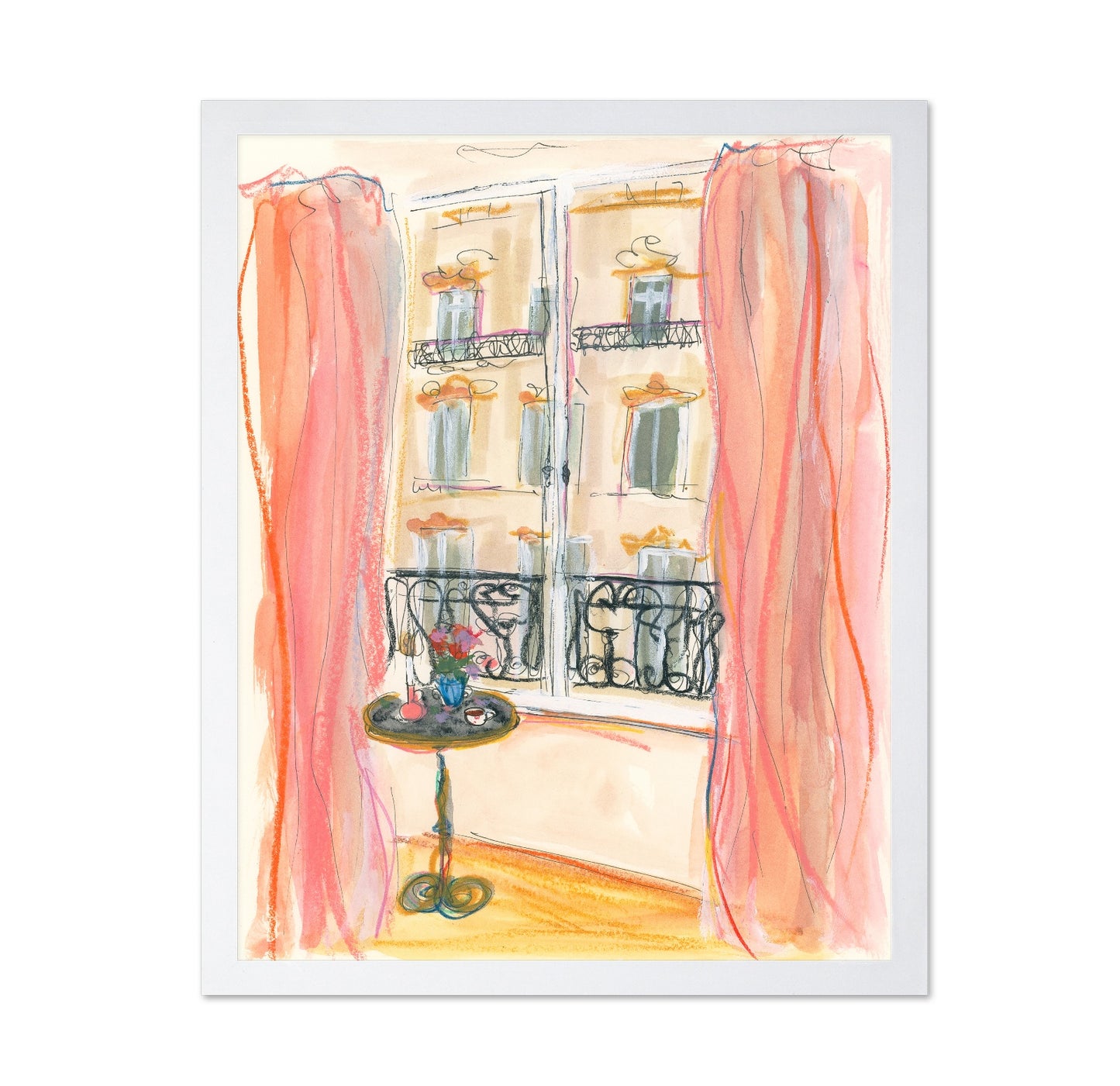 Paris Window View Illustration