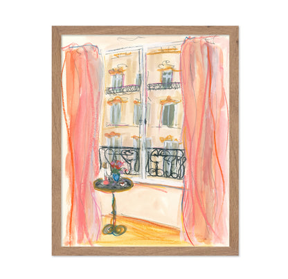 Paris Window View Illustration
