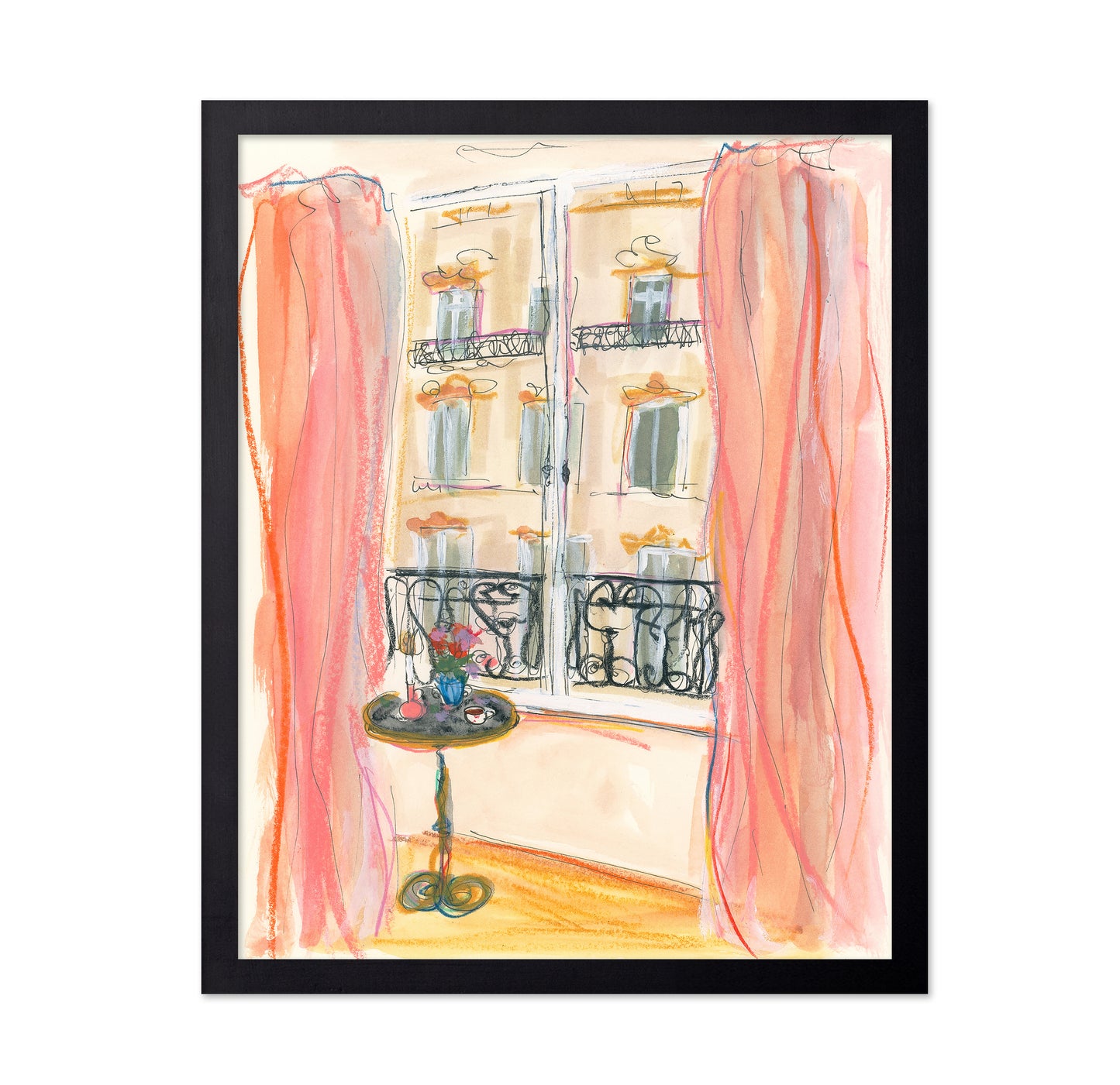 Paris Window View Illustration