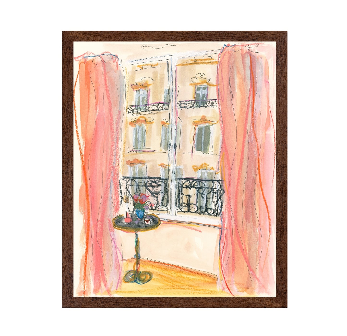 Paris Window View Illustration
